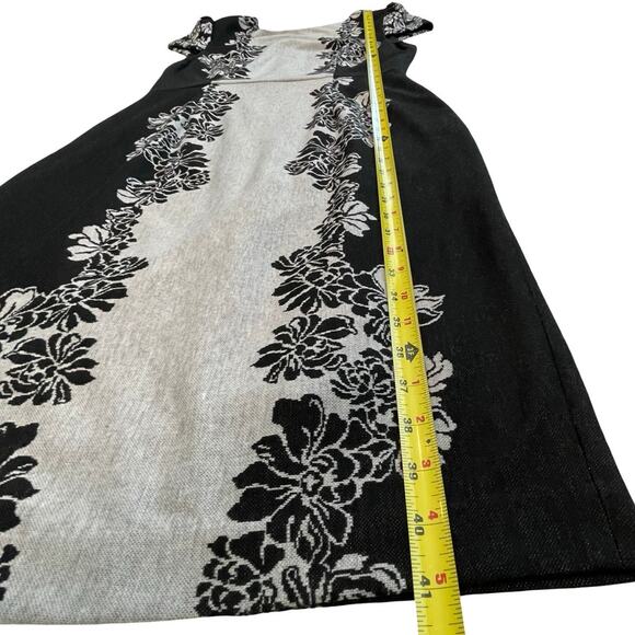 Betsey Johnson Black Gray Floral Jacquard Bodycon Pencil Dress Size 8 - Picture 8 of 12